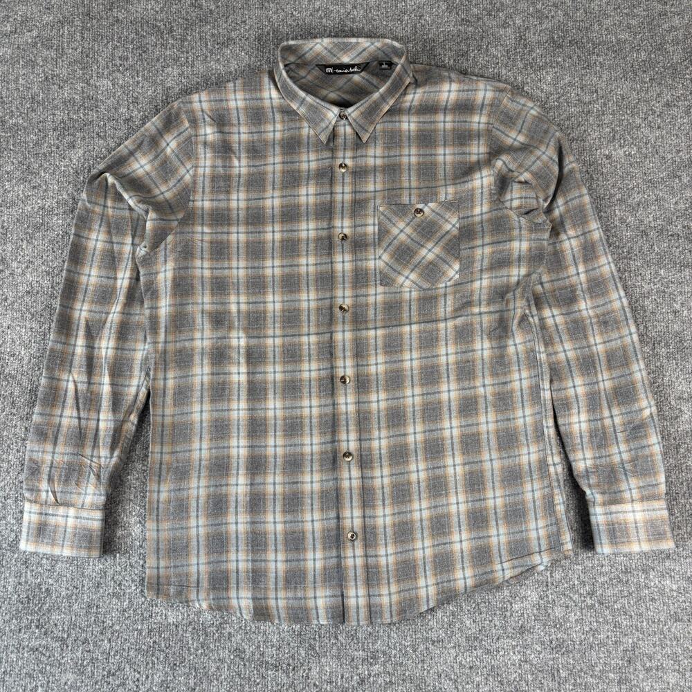 Travis Mathew Shirt Mens Large Blue Button Down Long Sleeve